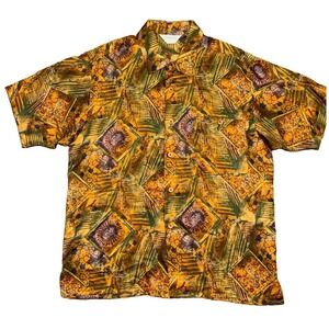 Vintage Genelli 100% Silk Abstract Colorful Geometric 90s Festival Shirt Men's M
